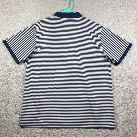 Travis Mathew Golf Polo Shirt Men's 2XL Navy Gray Striped Causal Performance - Picture 12 of 14